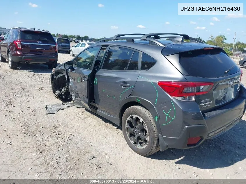 2022 Subaru Crosstrek Premium VIN: JF2GTAEC6NH216430 Lot: 40376313