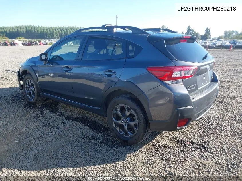 2023 Subaru Crosstrek Sport VIN: JF2GTHRC0PH260218 Lot: 40214997