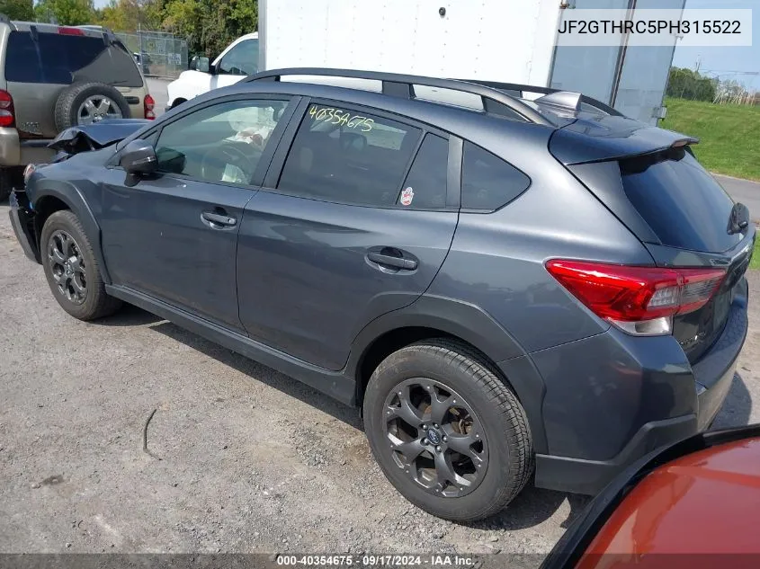 2023 Subaru Crosstrek Sport VIN: JF2GTHRC5PH315522 Lot: 40354675