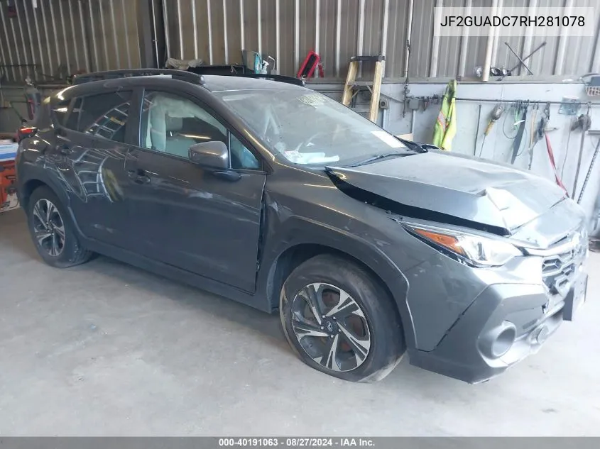 2024 Subaru Crosstrek Premium VIN: JF2GUADC7RH281078 Lot: 40191063