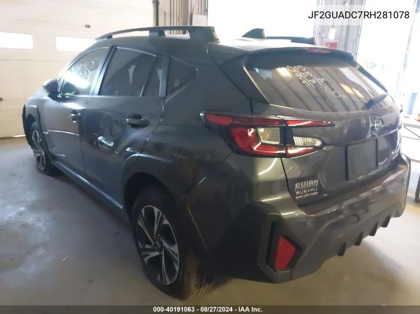 2024 Subaru Crosstrek Premium VIN: JF2GUADC7RH281078 Lot: 40191063