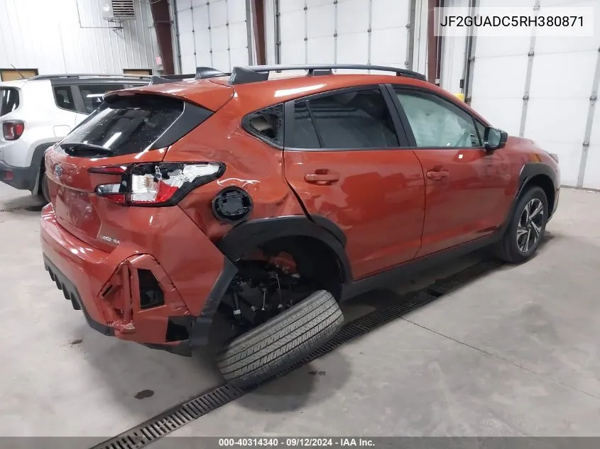 2024 Subaru Crosstrek Premium VIN: JF2GUADC5RH380871 Lot: 40314340