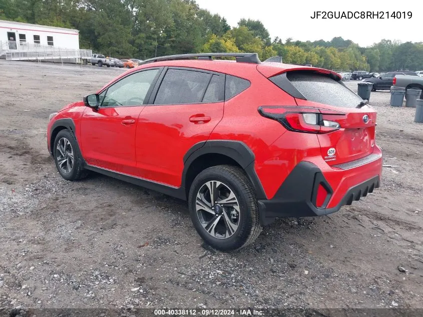 2024 Subaru Crosstrek Premium VIN: JF2GUADC8RH214019 Lot: 40338112