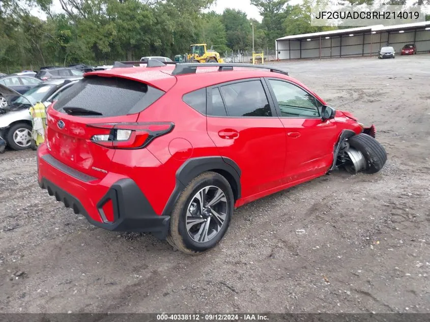 2024 Subaru Crosstrek Premium VIN: JF2GUADC8RH214019 Lot: 40338112