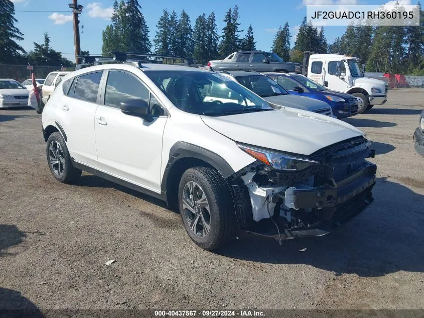 2024 Subaru Crosstrek Premium VIN: JF2GUADC1RH360195 Lot: 40437567