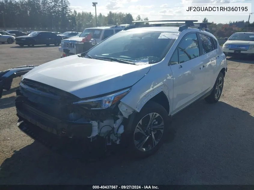 2024 Subaru Crosstrek Premium VIN: JF2GUADC1RH360195 Lot: 40437567