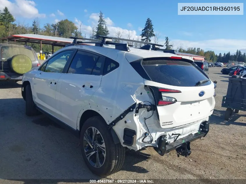 2024 Subaru Crosstrek Premium VIN: JF2GUADC1RH360195 Lot: 40437567