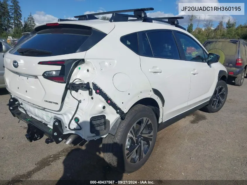 2024 Subaru Crosstrek Premium VIN: JF2GUADC1RH360195 Lot: 40437567