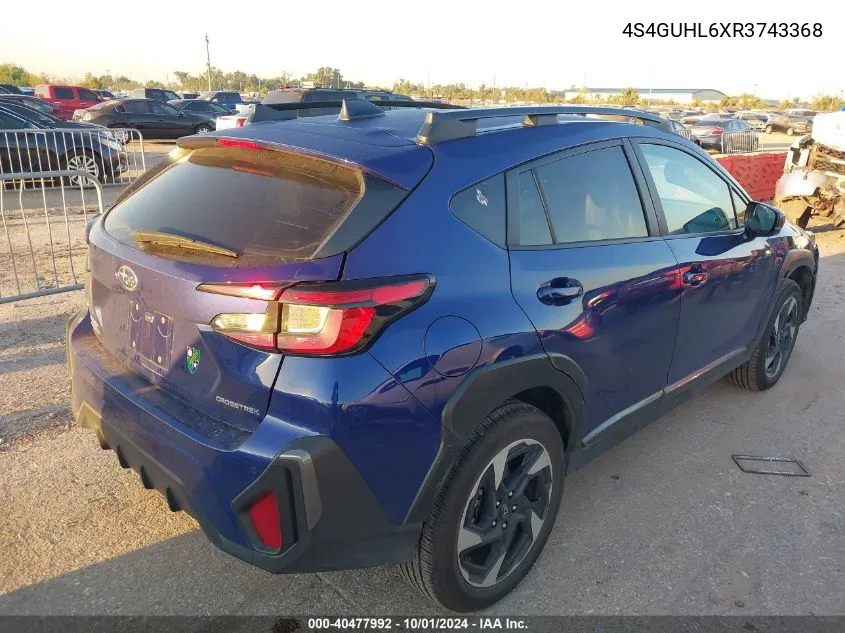 2024 Subaru Crosstrek Limited VIN: 4S4GUHL6XR3743368 Lot: 40477992