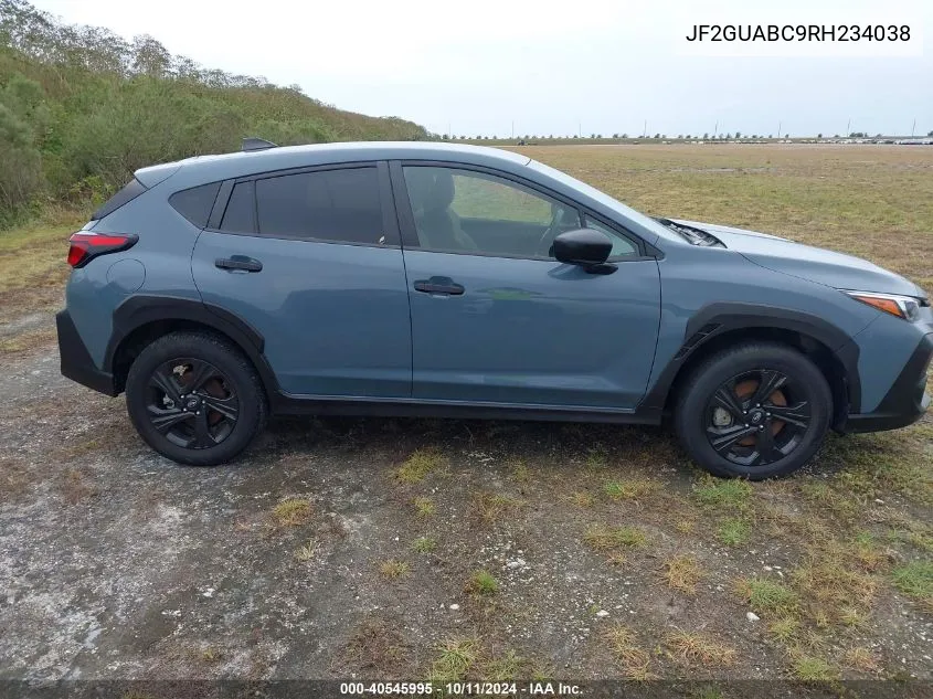 2024 Subaru Crosstrek Base (Cvt) VIN: JF2GUABC9RH234038 Lot: 40545995