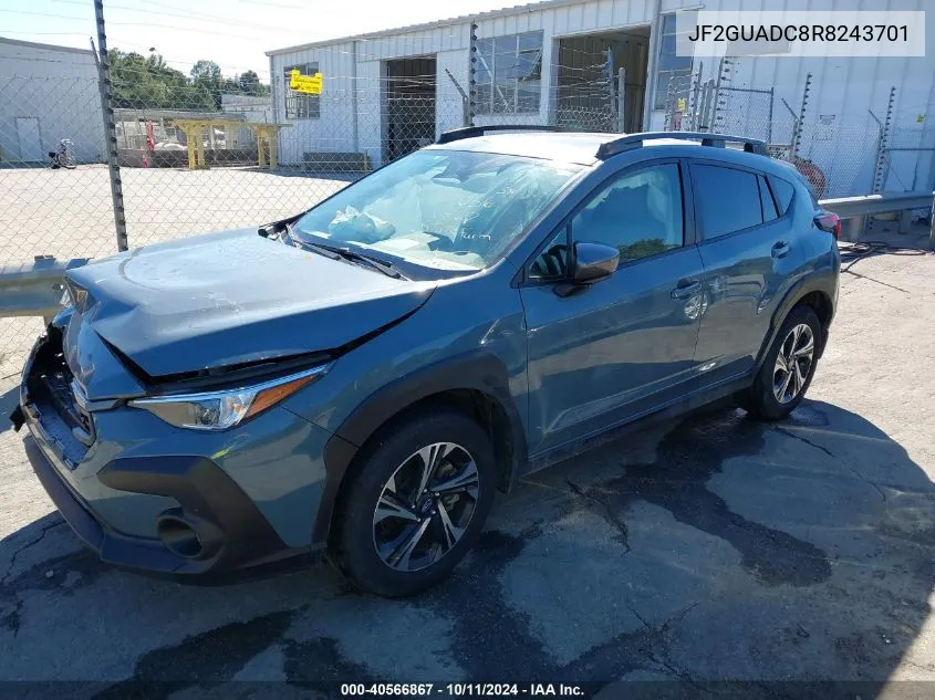 2024 Subaru Crosstrek Premium VIN: JF2GUADC8R8243701 Lot: 40566867