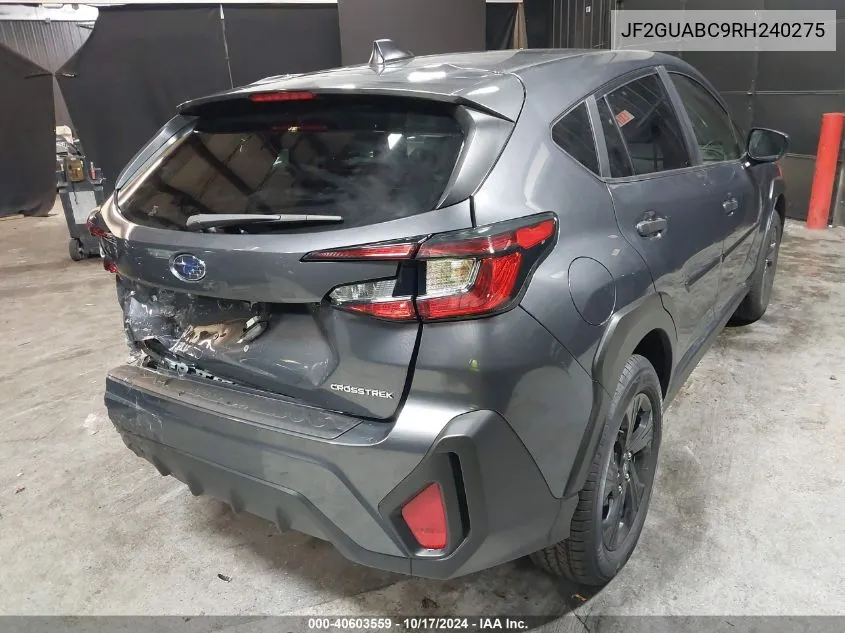 2024 Subaru Crosstrek VIN: JF2GUABC9RH240275 Lot: 40603559