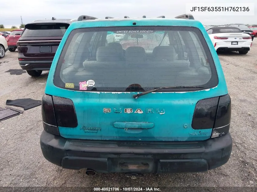 2001 Subaru Forester L VIN: JF1SF63551H762136 Lot: 40521706