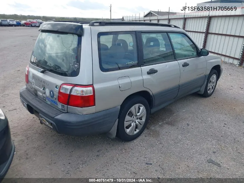 2001 Subaru Forester L VIN: JF1SF63581H705669 Lot: 40751479