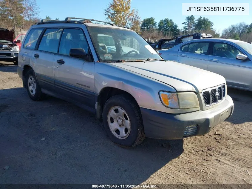 2001 Subaru Forester L VIN: JF1SF63581H736775 Lot: 40779648