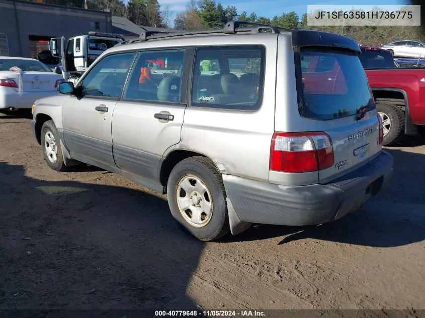 2001 Subaru Forester L VIN: JF1SF63581H736775 Lot: 40779648