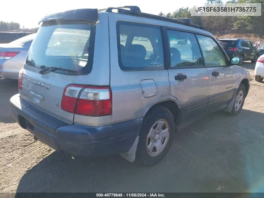 2001 Subaru Forester L VIN: JF1SF63581H736775 Lot: 40779648