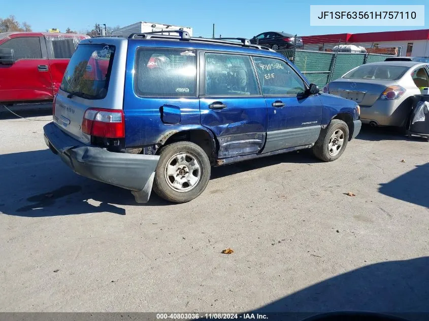 2001 Subaru Forester L VIN: JF1SF63561H757110 Lot: 40803036