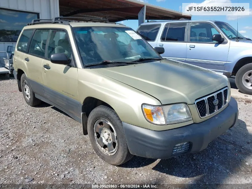 2002 Subaru Forester L VIN: JF1SF63552H728926 Lot: 39526963