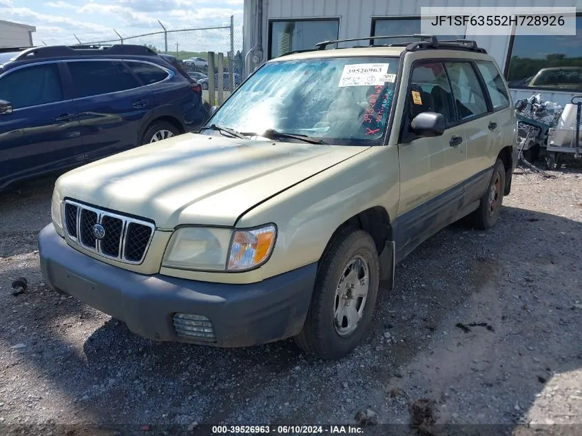 2002 Subaru Forester L VIN: JF1SF63552H728926 Lot: 39526963