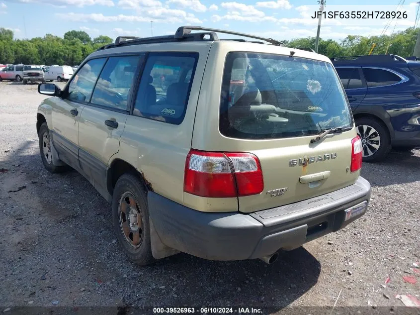 2002 Subaru Forester L VIN: JF1SF63552H728926 Lot: 39526963