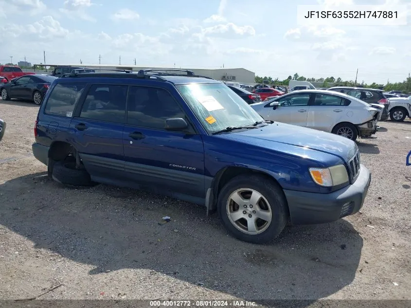 2002 Subaru Forester L VIN: JF1SF63552H747881 Lot: 40012772