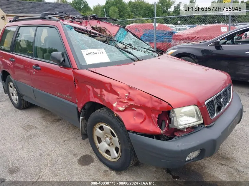 2002 Subaru Forester L VIN: JF1SF63572H755948 Lot: 40030773