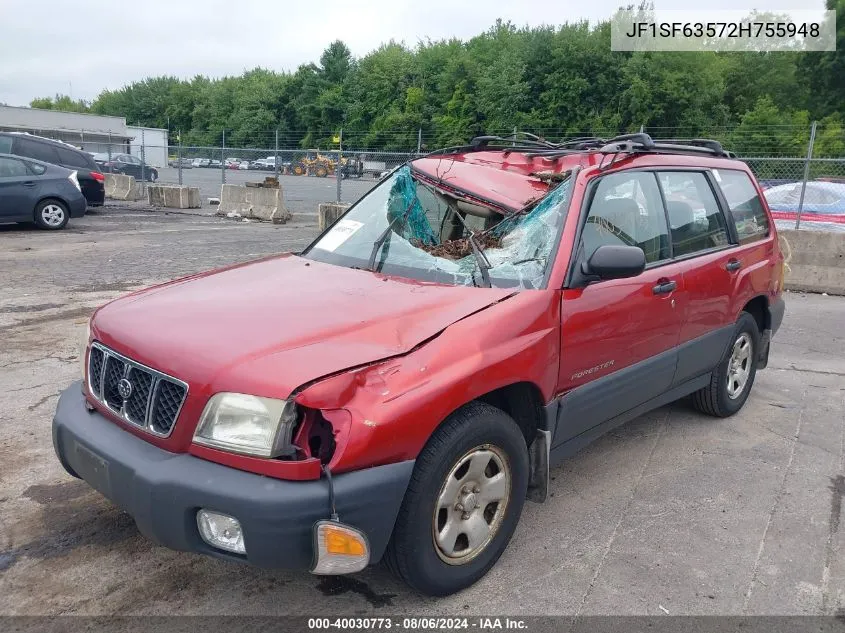 2002 Subaru Forester L VIN: JF1SF63572H755948 Lot: 40030773