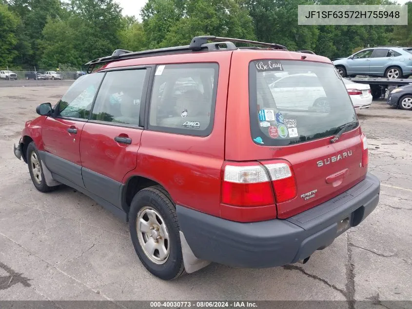 2002 Subaru Forester L VIN: JF1SF63572H755948 Lot: 40030773