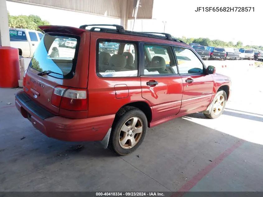 2002 Subaru Forester S VIN: JF1SF65682H728571 Lot: 40418334