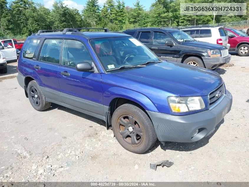 2003 Subaru Forester X VIN: JF1SG636X3H724331 Lot: 40230739