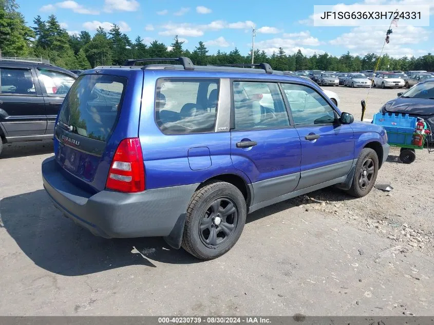 2003 Subaru Forester X VIN: JF1SG636X3H724331 Lot: 40230739