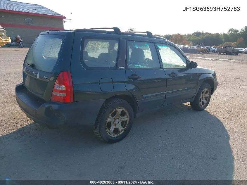 2003 Subaru Forester X VIN: JF1SG63693H752783 Lot: 40263063