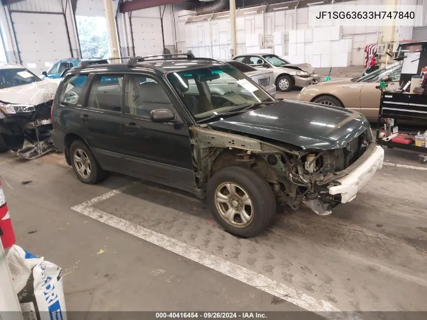 2003 Subaru Forester 2.5X VIN: JF1SG63633H747840 Lot: 40416454