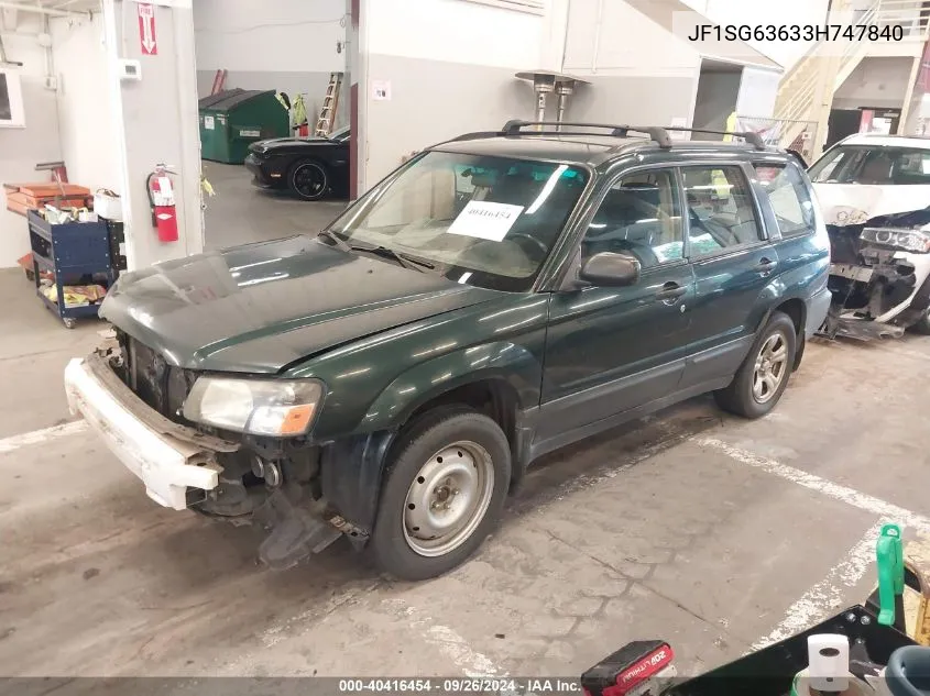 2003 Subaru Forester 2.5X VIN: JF1SG63633H747840 Lot: 40416454