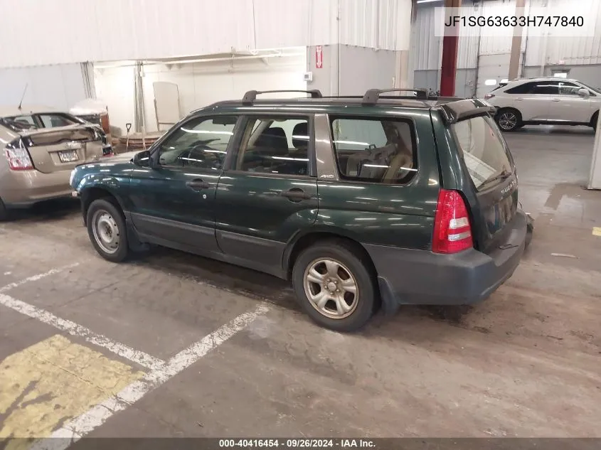 2003 Subaru Forester 2.5X VIN: JF1SG63633H747840 Lot: 40416454