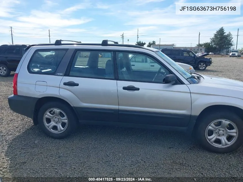 2003 Subaru Forester X VIN: JF1SG63673H756198 Lot: 40417525