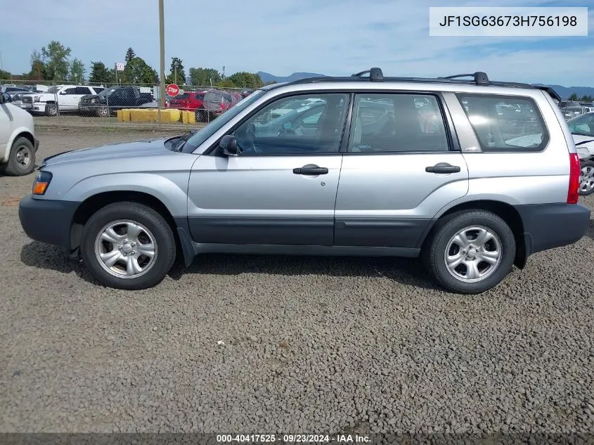 2003 Subaru Forester X VIN: JF1SG63673H756198 Lot: 40417525