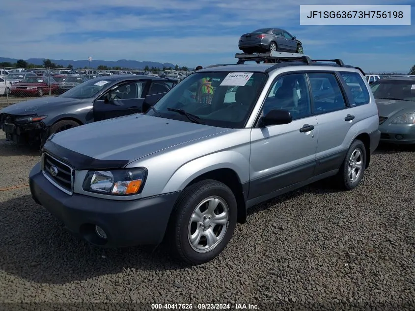 2003 Subaru Forester X VIN: JF1SG63673H756198 Lot: 40417525