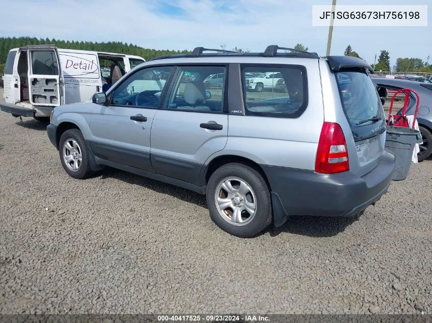 2003 Subaru Forester X VIN: JF1SG63673H756198 Lot: 40417525