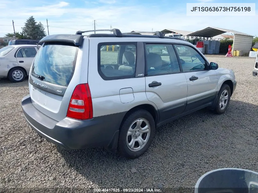 2003 Subaru Forester X VIN: JF1SG63673H756198 Lot: 40417525