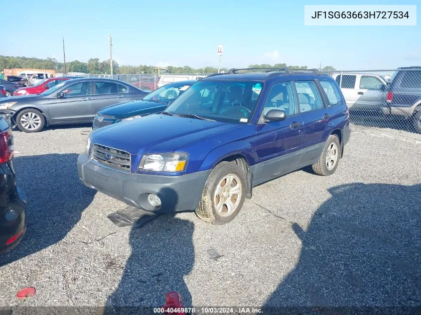 2003 Subaru Forester X VIN: JF1SG63663H727534 Lot: 40469878