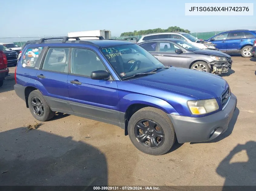 2004 Subaru Forester 2.5X VIN: JF1SG636X4H742376 Lot: 39929131