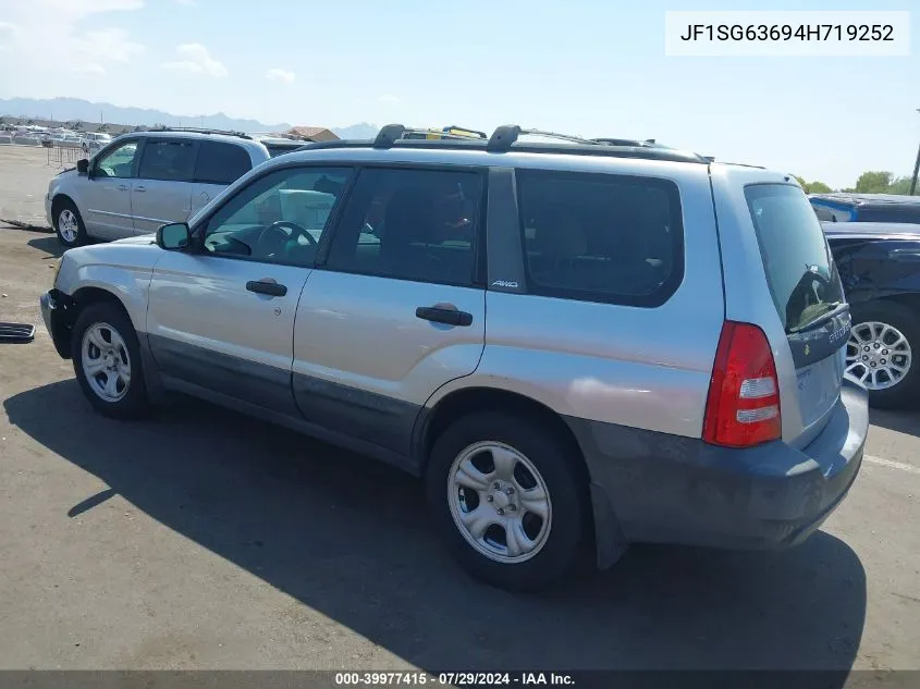 2004 Subaru Forester 2.5X VIN: JF1SG63694H719252 Lot: 39977415