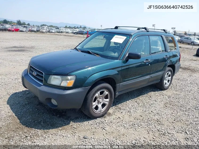 2004 Subaru Forester 2.5X VIN: JF1SG63664G742526 Lot: 40044094