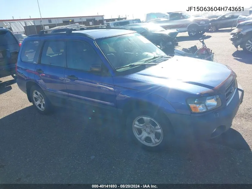 2004 Subaru Forester VIN: JF15G63604H743651 Lot: 40141693