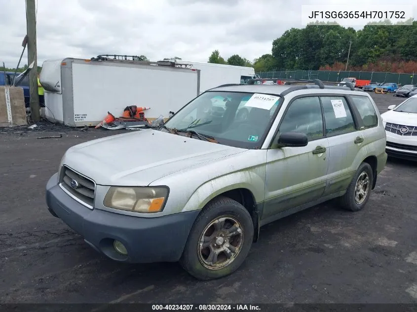 2004 Subaru Forester 2.5X VIN: JF1SG63654H701752 Lot: 40234207