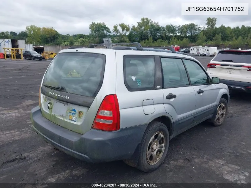 2004 Subaru Forester 2.5X VIN: JF1SG63654H701752 Lot: 40234207