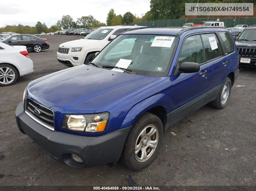 2004 Subaru Forester 2.5X VIN: JF1SG636X4H749554 Lot: 40464888