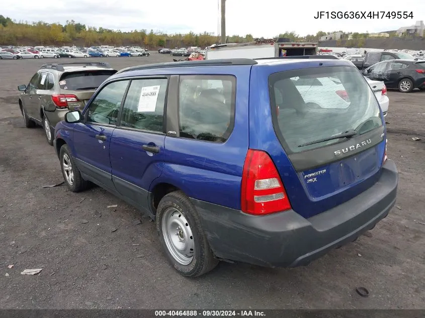 2004 Subaru Forester 2.5X VIN: JF1SG636X4H749554 Lot: 40464888